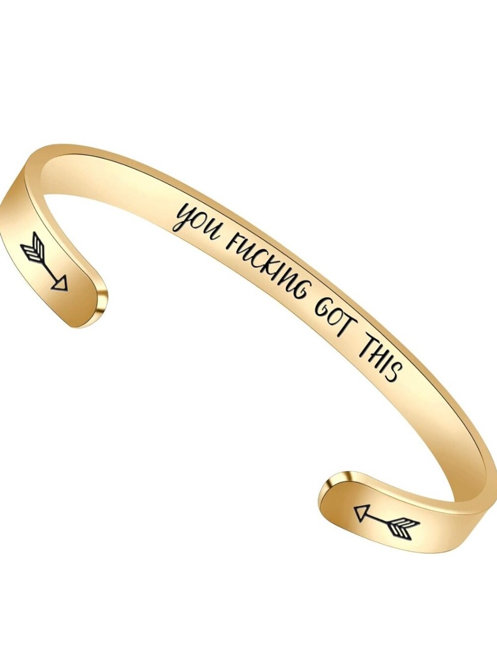 Gold Motivational Cuff Bracelet – "You Fucking Got This"